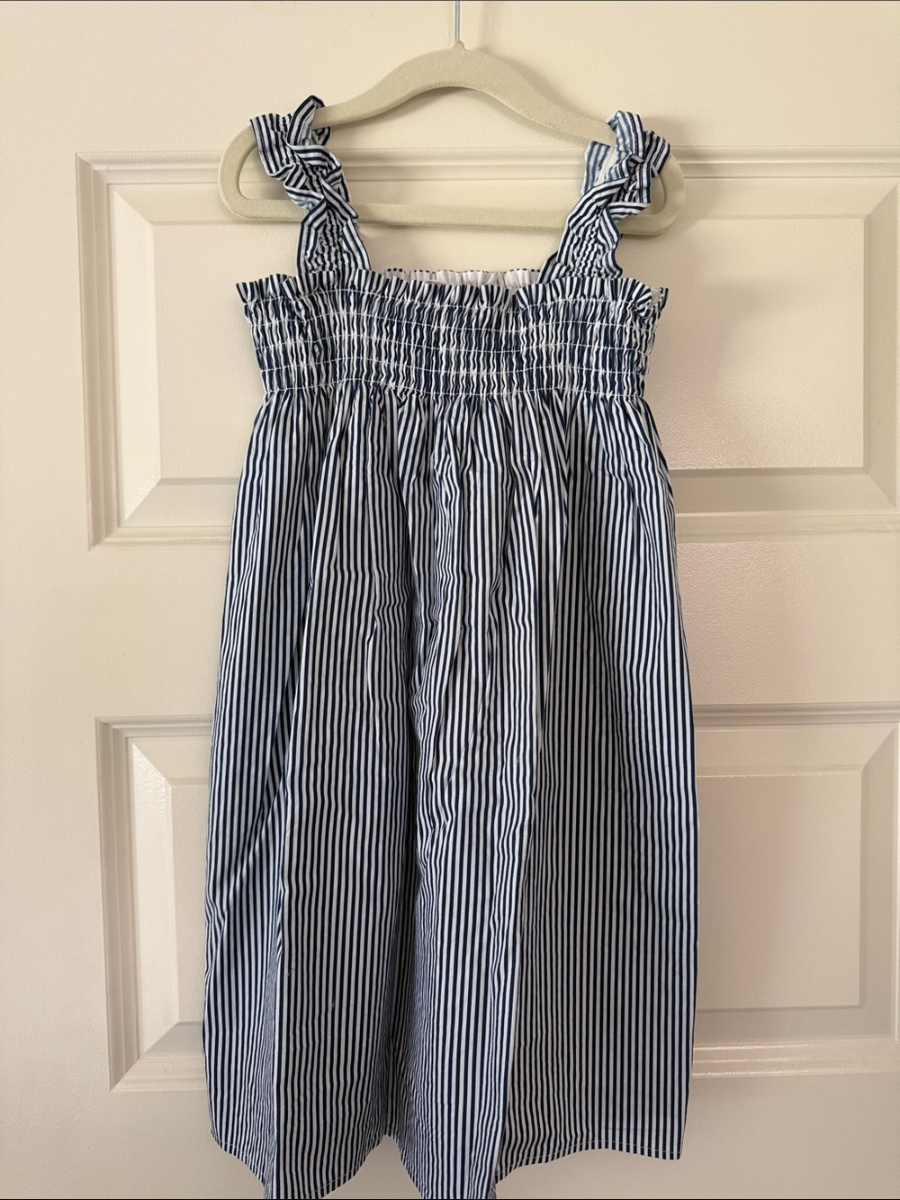 Girls Navy and White Striped Minnow Sundress